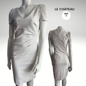 Le Château Textured Sheath Dress (White Speckled) – Size Small – NWT